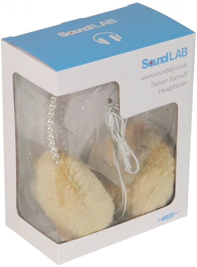 SoundLAB G143M Fashion Earmuff Headphones, Cream - Image 3