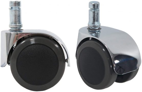 hjh OFFICE, 619016, Castors, Wheels for office, executive chairs, ROLO LUX, black/silver, , Set of 5 x special design castors for hard floors 11 mm pin, 50 mm diameter wheel e.g. parquet, laminate, tile or stone floor, braked saftey, casters - Image 2