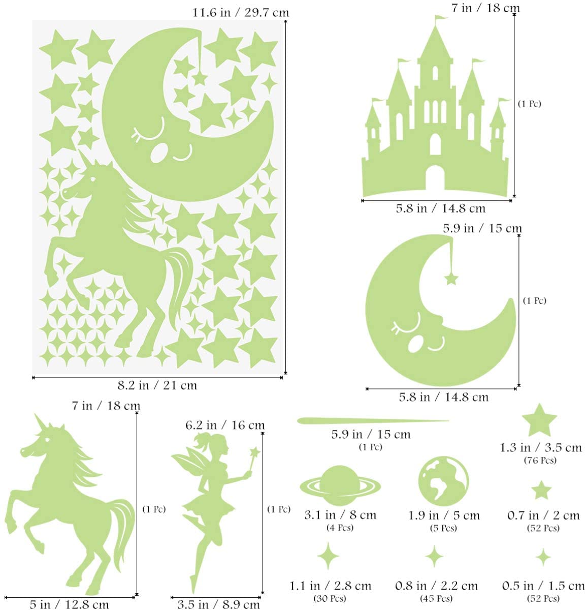 282pcs GlowThe Dark Stars Stickers Fluorescent Wall Ceiling Stickers Kids Dreamlike Rooms Home Decor Art Decals - Image 4