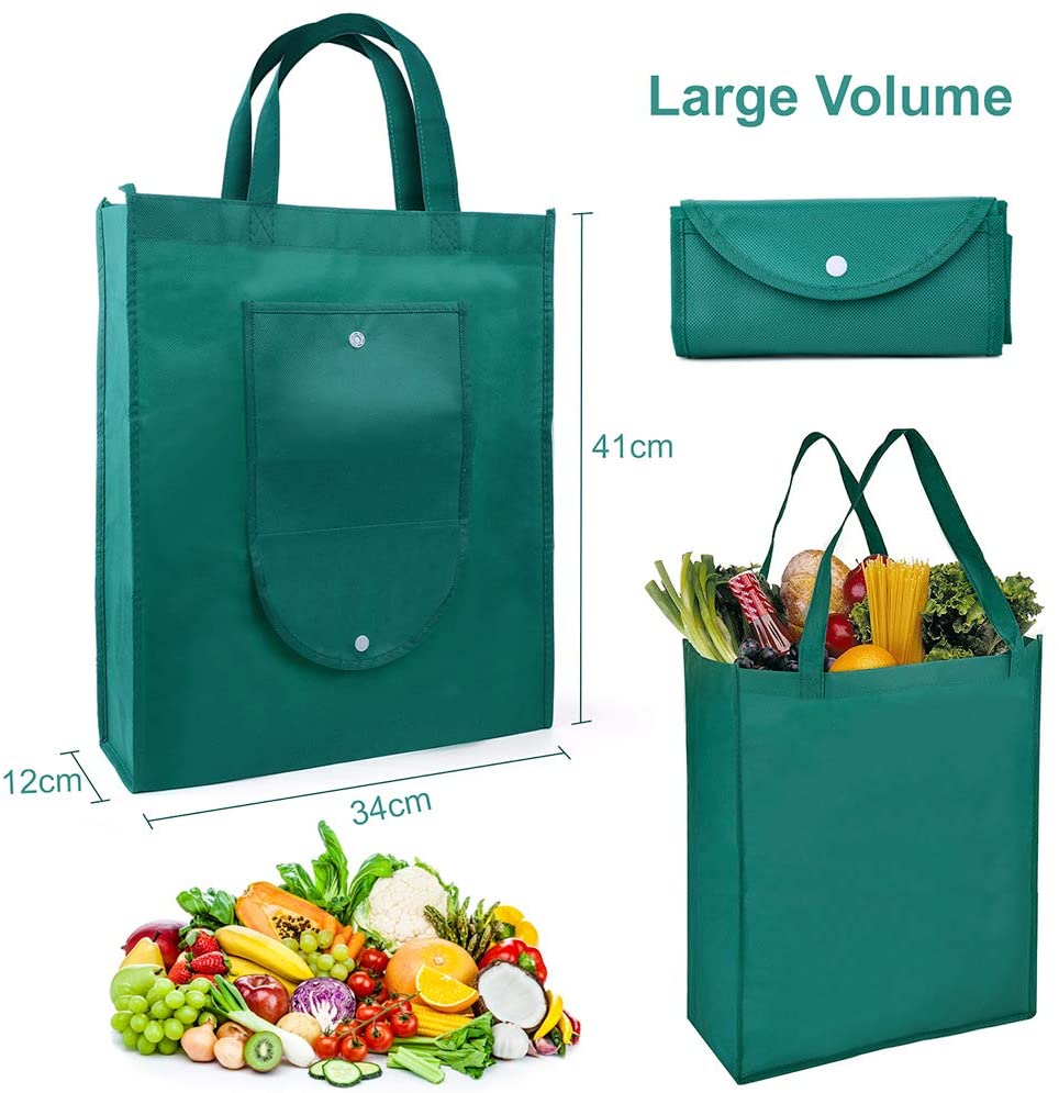 Reusable Grocery Bags, 6 Pack Shopping Bags Foldable Into Pouch ...