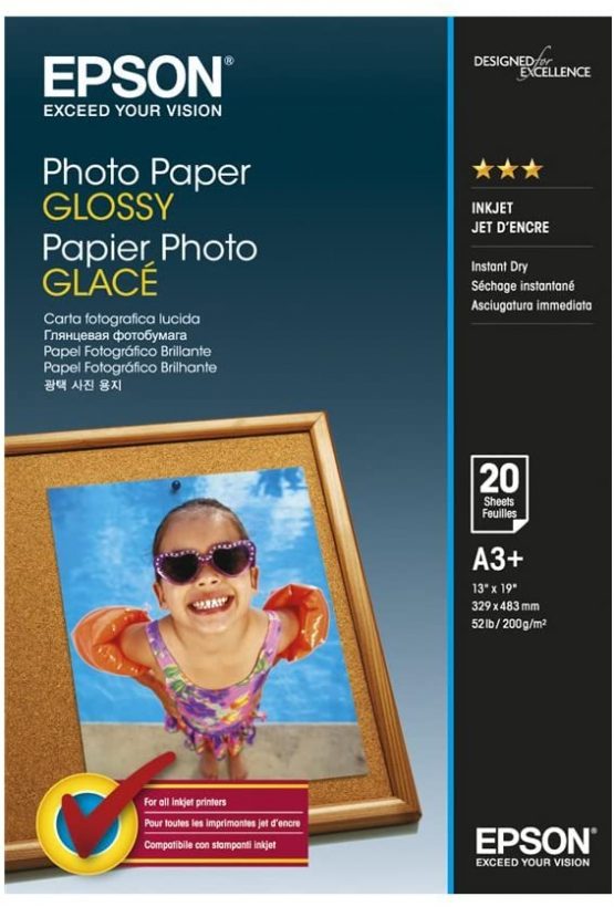 Epson - Glossy - A3 Plus (329 x 483 mm) - 200 g/m² - 20 Sheet(s) Photo Paper - for Expression Photo HD XP-15000, SureColor P706, SC-P405, Workforce WF-7720, 7725, 7845