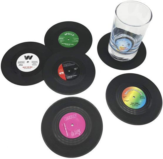DIFLY 6 PCS Retro CD Record Vinyl Coasters Cup Mat for Coffee Drink Tableware Non-Slip Coasters - Image 2
