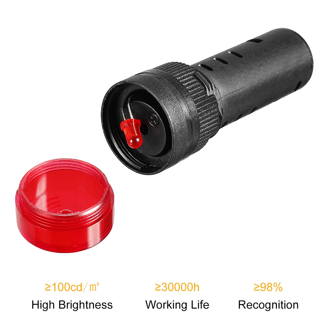 sourcing map 2Pcs Red Indicator Light with Buzzer AC/DC 12V, 16mm Panel Mount Flashing Alarm - Image 3