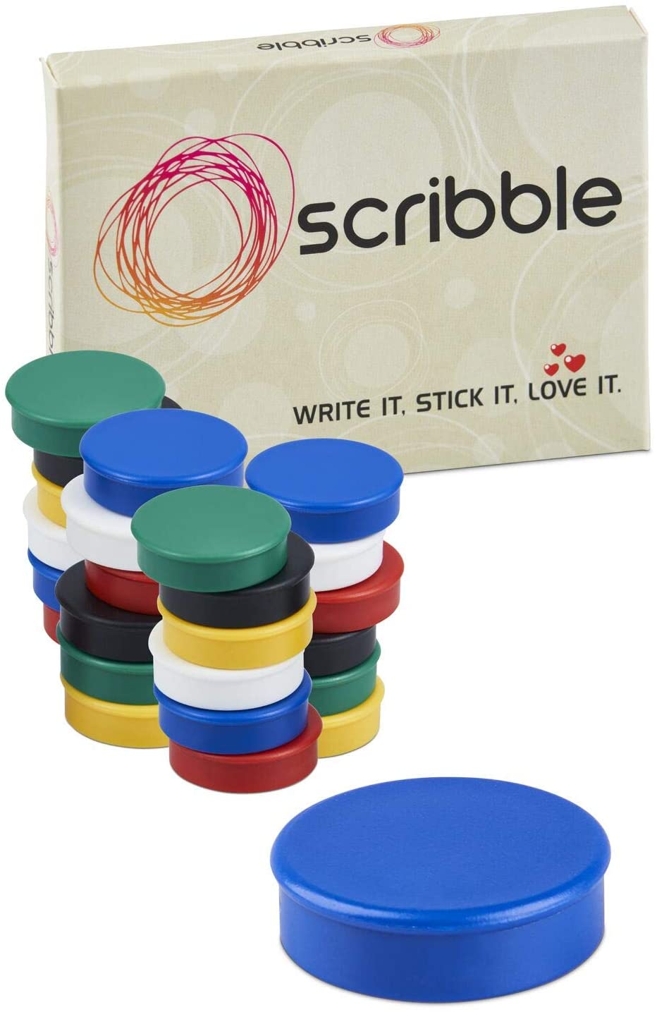 Scribble Direct 24 Pack 25mm (1 Inch) Fridge Magnets & Whiteboard Magnets