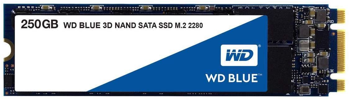Western Digital WDS250G2B0B WD Blue 3D NAND Internal SSD M.2 SATA, 250 GB - Black