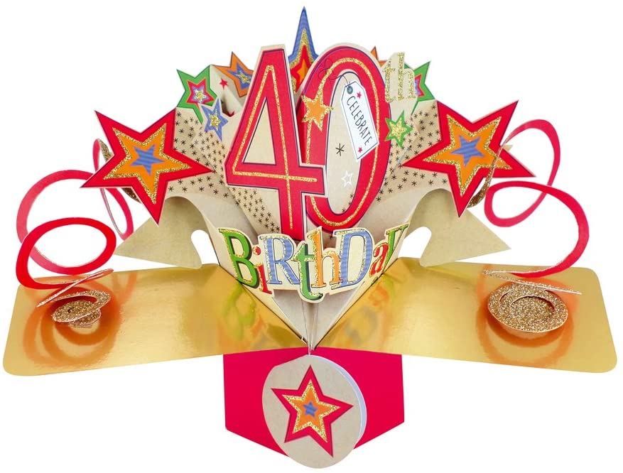 Happy 40th Birthday Pop-Up Greeting Card Original Second Nature 3D Pop Up Cards, multicolour, 1 Stück (1er Pack)