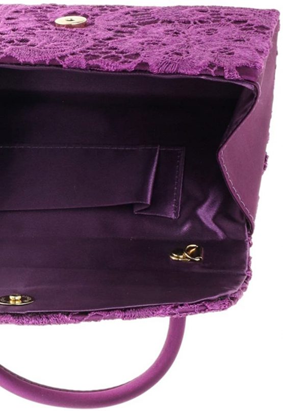 Girly Handbags Lace Satin Top Handle Clutch Bag Handbag Wedding Vintage Womens - Image 4