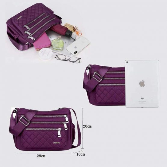 OPXTO Crossbody bag for Women Nylon Shoulder Waterproof Multi Pocket Travel Purse High-dense Lightweight Oxford Messenger Bags. - Image 4