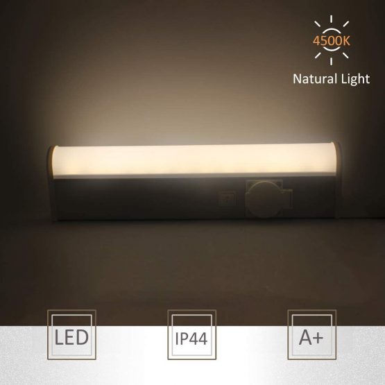 IMVSINCERE Shaver Light LED Wall Mounted Luminaire Wall Makeup Light for Bathroom Waterproof IP44 41CM 6W 4500K Natural White Mirror Front Light 600LM Bathroom with Shaver Socket and Switch - Image 2
