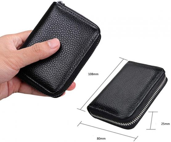 Credit Card Holders, TCHEER RFID Blocking Credit Card Wallets Soft Leather ID Business Protector Holder with 9 Slots for Men and Ladies (Black) - Image 3