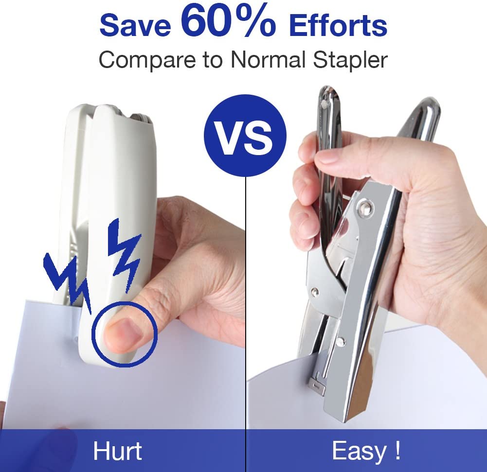 Stapler Plier Stapler with 1000 Staples and Remover Set 20 Sheets Capacity Full Desktop Office Size Work, Silver - Image 3