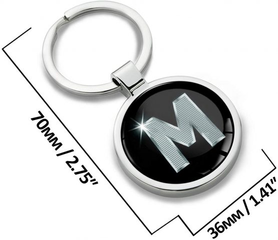 Biomar Labs® 3D Metal Alphabet A-Z Personalised Initials Keyring Keychain Silver Men Women Gift Letter M, KK 13 - Image 2