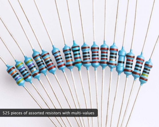 ELEGOO 17 Values 1% Resistor Kit Assortment, 0 Ohm-1M Ohm (Pack of 525), Pin (0.022 inches, φ0.55mm) - Image 3