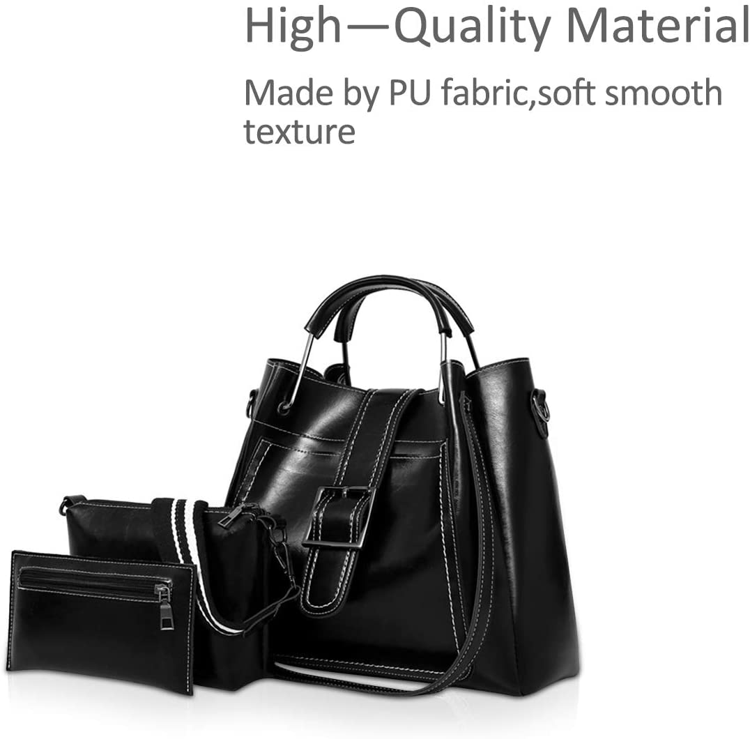 NICOLE&DORIS Women Handbag+Shoulder Bag+Purse 3pcs Bag Tote for Women Black - Image 3