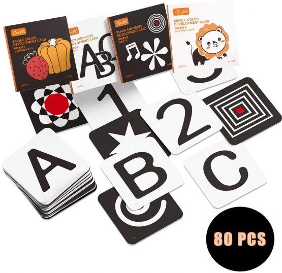 tumama High Contrast Black and White Baby Flash Cards,Toddler Baby Flash Card with Animals Fruit Shape Letter Alphabet Number Flash Cards,Newborn Activity Toys Gift for BabyToddler,Infants