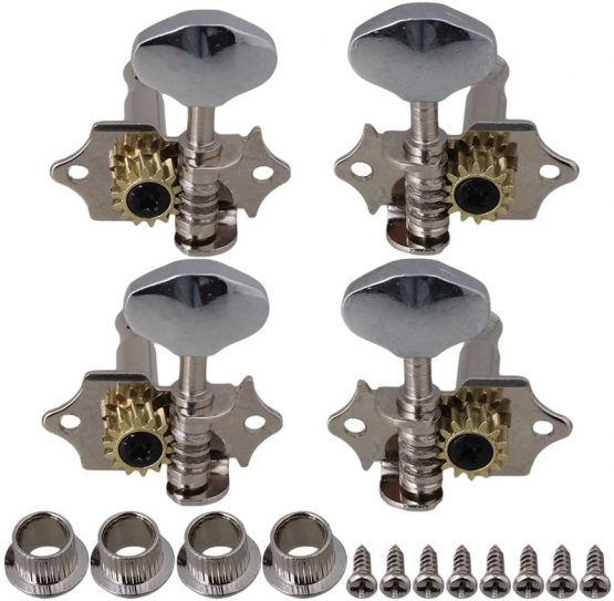 BQLZR Chrome Tuning Pegs Machine Heads 2R2L For Ukulele 4 String Guitar Bass