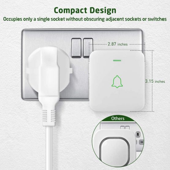 Wireless Doorbell, AVANTEK 1000 Feet/300 M Long Range Door Bells with 2 Receivers, Mini IP55 Waterproof, LED Flash, 5 Levels Volume, 52 Melodies, LED Flash, CW-12 - Image 2