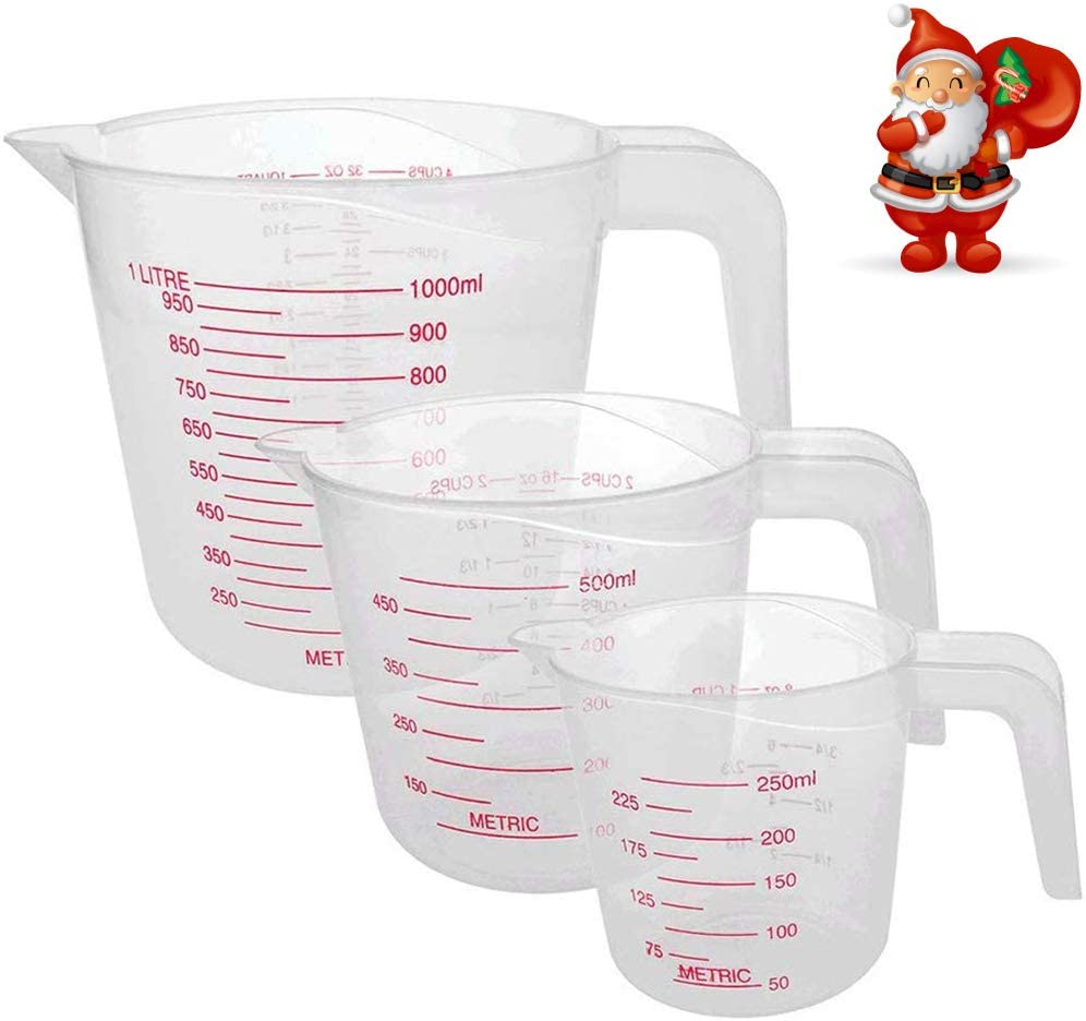 Surflyee Plastic Measuring Jugs 3PCS,Kitchen Baking Jugs Set