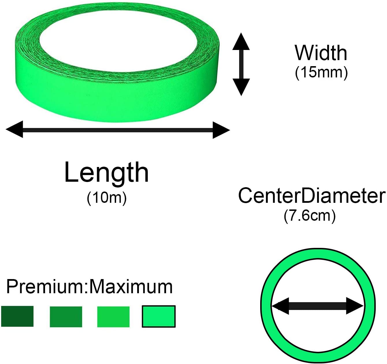 Fluorescent Tape, 10m × 15mm Waterproof Luminous Tape,Glow in the Dark Self-adhesive Tape Warning Tape Stage Supplies - Image 2