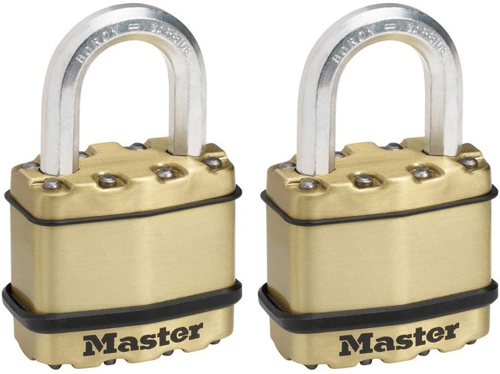 MASTER LOCK Pack of 2 High Security Padlocks, Security Level 8/10, Keyed, Outdoor, Laminated Steel/Brass Finish, Weatherproof