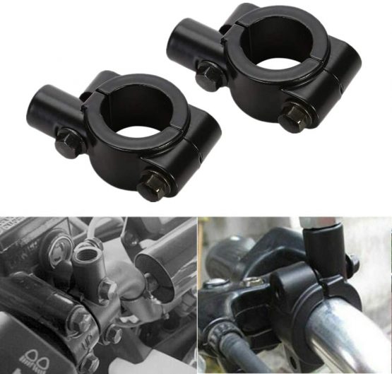OSAN Universal Motorcycle Handlebar Mirror Mount 10mm 7/8" Black Aluminum Clamp