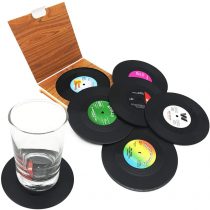 DIFLY 6 PCS Retro CD Record Vinyl Coasters Cup Mat for Coffee Drink Tableware Non-Slip Coasters