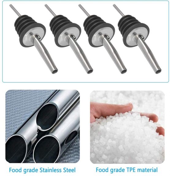 FAPPEN Bottle Pourers for Spirits, 12Pcs Stainless Steel Freeflow Liquor Spirits Pourer Speed Pourer Wine Bottle Spirits Pourers Tapered Spout for Olive Oil Coffee Syrup Vinegar Bottles (Silver) - Image 4