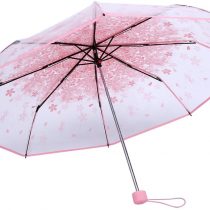 Zerodis 36 Inch Transparent Clear Foldable Umbrellas with Cherry Blossom for Wind and Heavy Rain