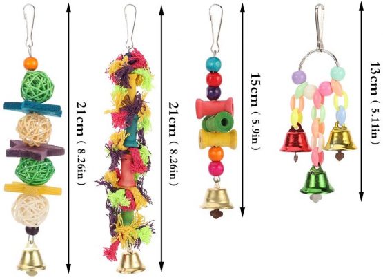 Yorgewd 8-Pack Bird Toys Parrots Cage Toys Hanging Swing Shredding Chewing Perches Parrot Toy Parrot Bite Toy for Budgie, Cockatiels, Conures, Finches, Small Parakeets - Image 3