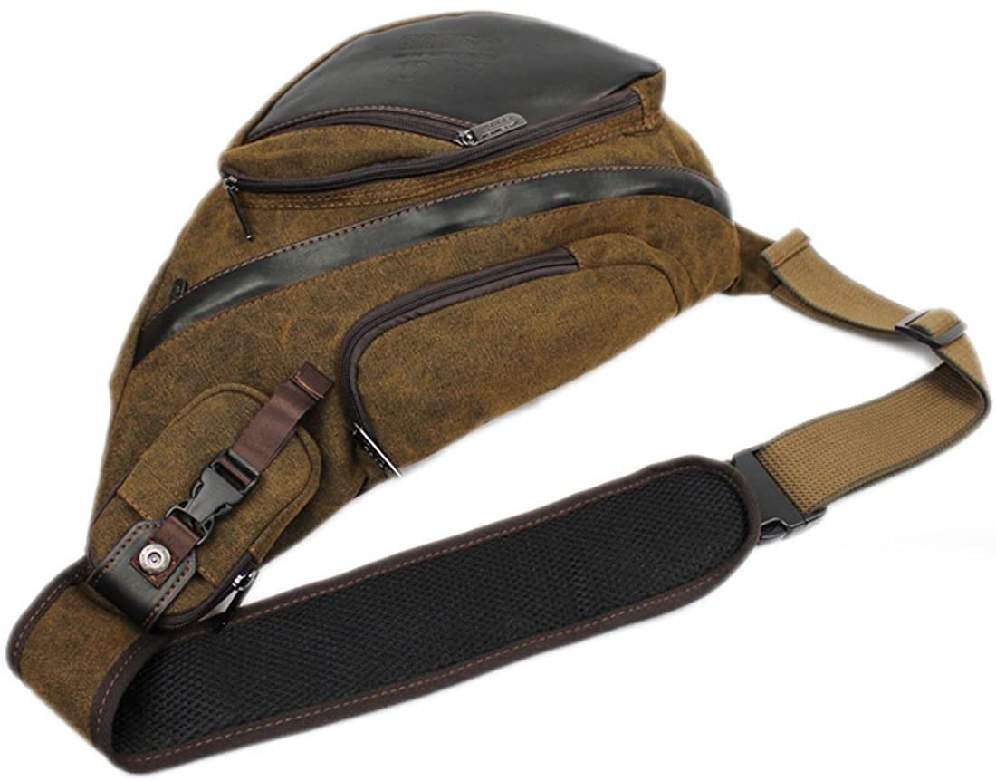 Xieben Canvas Sling Bag Backpack Crossbody Shoulder Chest Pack for Men Women Travel Business Laptop Cycling Hiking Camping Rucksack Daypack Vintage - Image 3