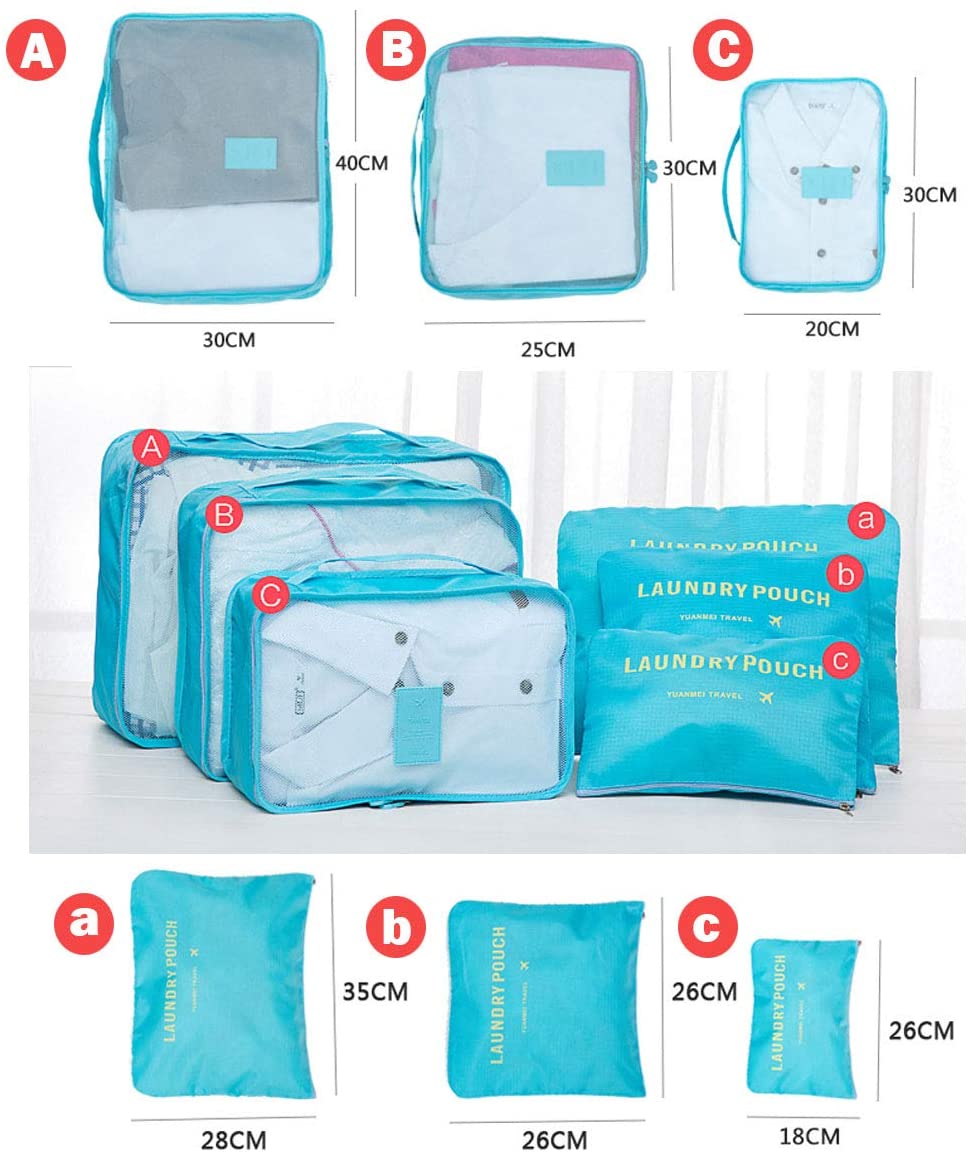 Portable Packing Cubes, TCHEER 6PCS Travel Luggage Organizers Lightweight Storage Zip Bags for Suitcase (Rose Red) - Image 2
