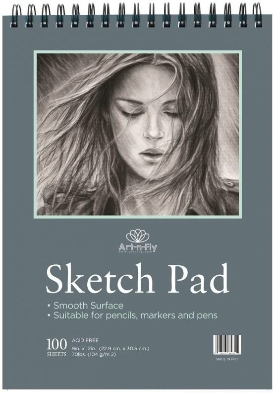 100 Sheets A4 Smooth Texture Sketchpad for Drawing Pencils Pens Markers Sketch Pad Top Spiral Bound Sketchbook