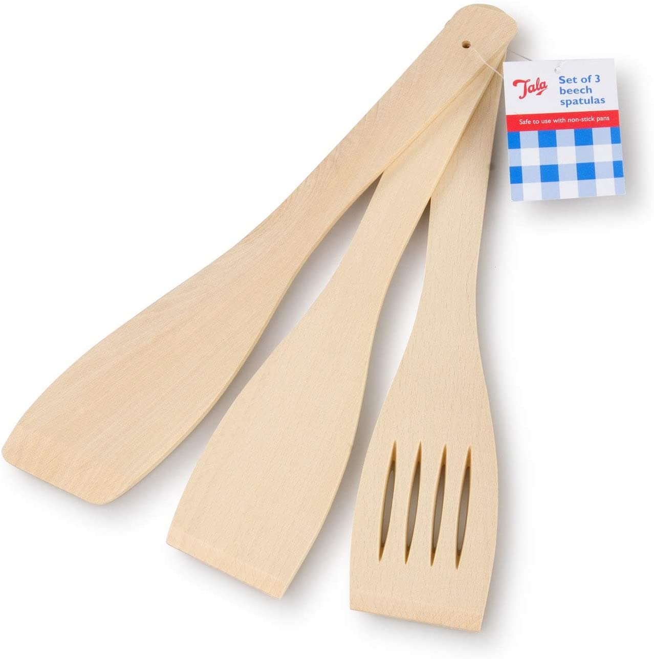 Tala Wooden Spatula Set 3 Piece Beechwood Utensil Set, Includes Rounded Spatula - Image 3