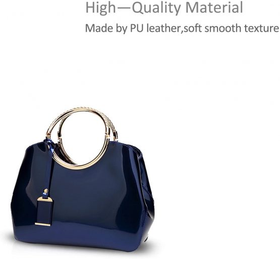 NICOLE&DORIS Handbag Crossbody Top Handle Shoulder Purse Bag Tote Women Satchel Waterproof Bright PU Leather - Image 3