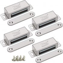 Magnetic Door Catch Jiayi 4 Pack Cupboard Door Magnets 20KG Pull Stainless Steel Cabinet Door Magnetic Latches Heavy Duty Magnetic Catches for Kitchen Cupboard Wardrobe Door Latch