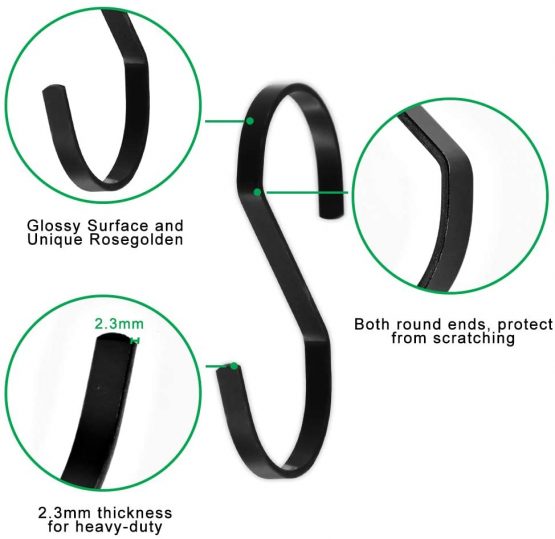 SumDirect 10Pcs 11cm Flat S Shape Heavy-Duty Chrome Finish Hanging Hooks for Scarf, Apparel, Kitchenware, Utensils, Plants, Towels, Gardening Tools, Clothes(Black) - Image 3