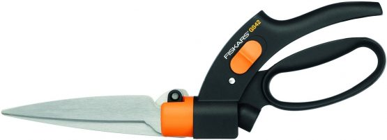 Fiskars Servo-System Grass Shear GS42, Anti-jam Servo-System mechanism, Length: 34.4 cm, Steel blades/Plastic handles, Black/Orange, GS42, 1000589