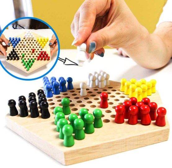 Alomejor Children's Checkers Early Education Intellectual Toys Jumping Chess Board Wooden Quality Chinese Checkers Table Games Teaching Aids - Image 2