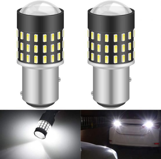 KATUR 1156 BA15S 7506 1073 1095 Led Light Bulb 3014 54 Chipsets 650 Lumens Replace for Turn Signal Back Up Reverse Brake Tail Stop Parking RV Lights,Xenon White(Pack of 2)