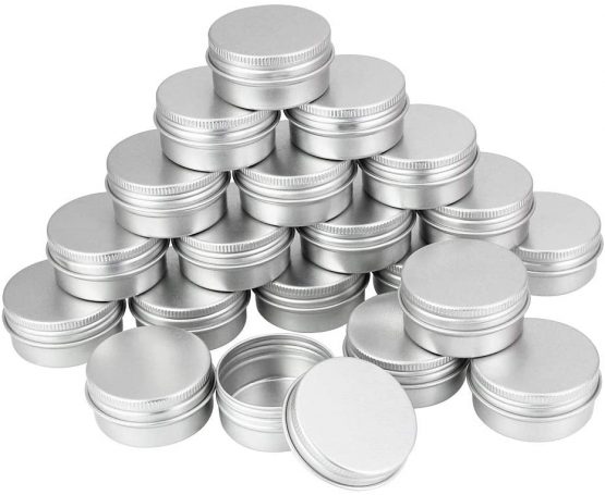 TANCUDER 20pcs Empty Travel Cosmetics Container Jars 20ml Aluminium Tin with Screw Lids Makeup Storage Containers Pots Bottles for Cream, Sample, Powder, Silver