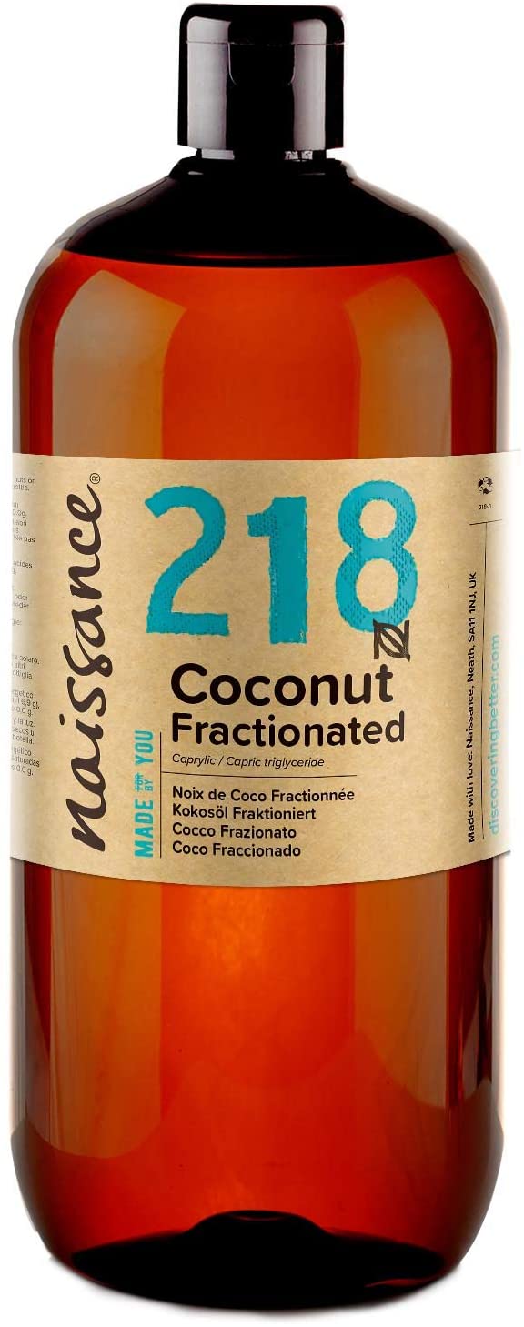 Naissance Liquid Fractionated Coconut Oil (No. 218), 870ml, 100% Pure Natural for Skin Hair, Lip Gloss, DIY Beauty Recipes