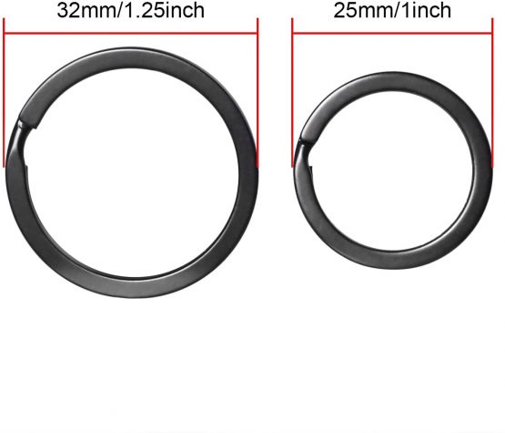 40 Pieces Flat Key Rings Metal Split Rings Keyrings Keychain Ring for Car Home Keys Attachment, 1 and 1.25 Inch, Black - Image 2