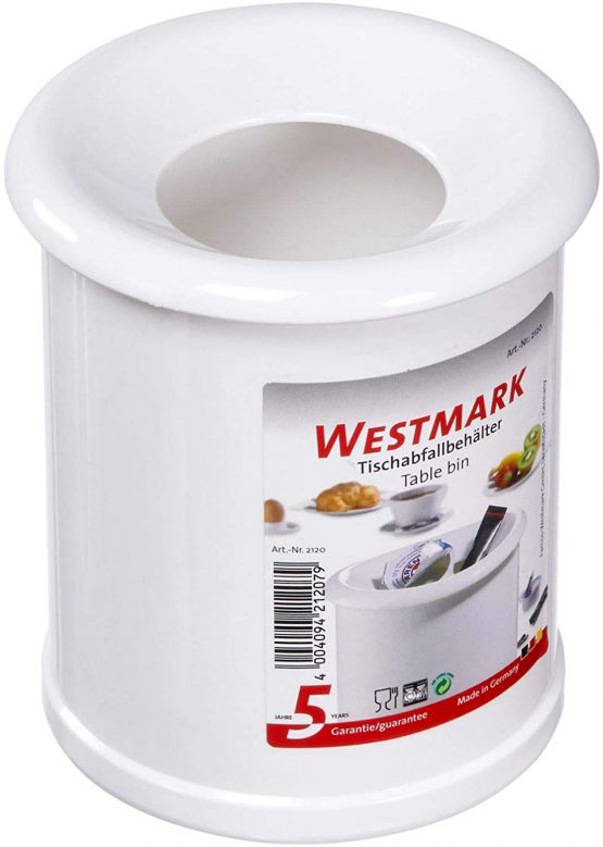 Westmark Table Rubbish Bin, Capacity: 1 Litre, Porcelain Appearance, Removable Lid, Plastic, White, 21202270 - Image 2