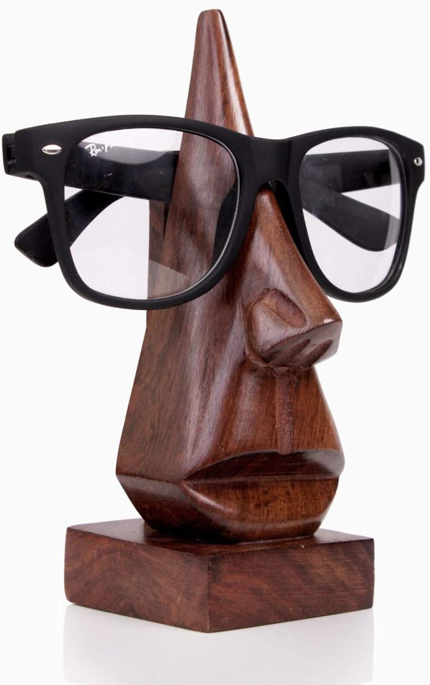 Christmas Gifts Quirky Handmade Nose Shaped Wooden Decorative Spectacle/Reading Glass Holder/Stand by Store Indya