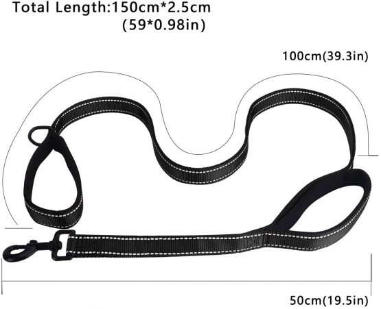Belababy Medium Dog Leash, 5ft Double Handles Dog Lead, Heavy Duty Strong Nylon Reflective Dog Leash, 1.5m Leash Perfect for Large Medium or Small Dog - Image 3