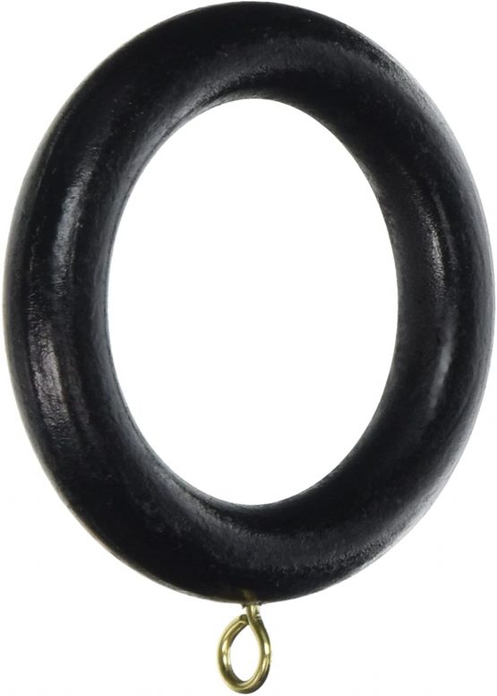 Merriway BH05958 Wooden Curtain Drapery Pole Rod Rings with Screw Eye, Inner Diameter 45mm (1.3/4 Inch) Outer Diameter 64mm (2.1/2 Inch) - Black (Pack of 10)