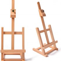 Small Table Top Easel Stand - Mini Tabletop Easel (42 cm Tall) and Artist Table Top Display Easel with Beechwood H Frame Holds Canvases for Painting and Scrapbooking