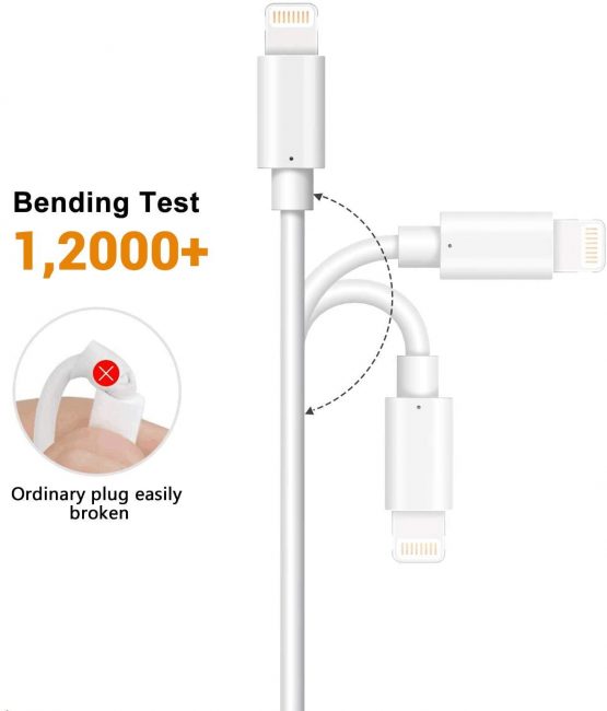 Lightning Cable MFi Certified iPhone Charger Cable, MarchPower 3Pack 2M Extra Long Lightning to USB Cable Fast Charging & Syncing iPhone Cord for iPhone 13 12 11 Pro Xs Max X 8 Plus 7Plus iPad - White - Image 4