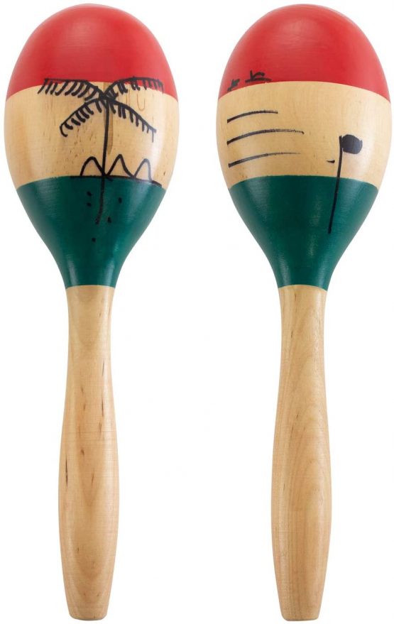 Natural Hand Painted Wooden Maracas - Full Size Pair - Image 2