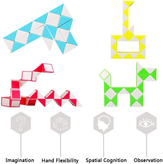 KidsPark Speed Snake, Twist Puzzle Toy 24 Parts Twisty Magic Ruler For Kids & Adults, Blue - Image 2